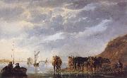 Aelbert Cuyp, A Herdsman with Five Cows by a River